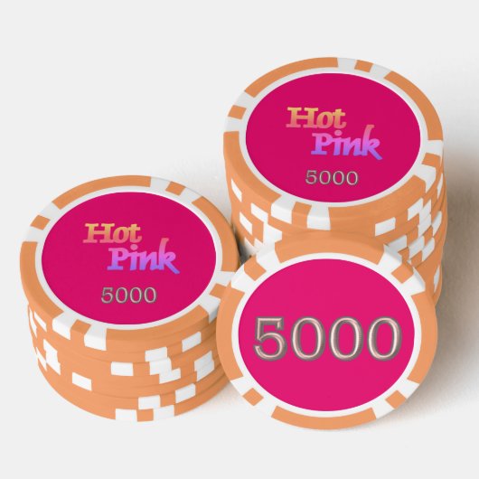 Heet Roze sinaasappel 5000 gestreepte pookspaander Poker Chips (Opstapeling)