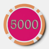 Heet Roze sinaasappel 5000 gestreepte pookspaander Poker Chips (Achterkant)