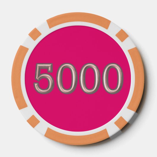 Heet Roze sinaasappel 5000 gestreepte pookspaander Poker Chips (Achterkant)
