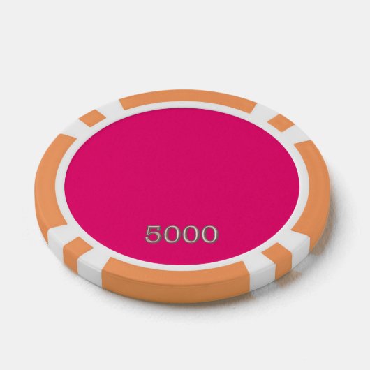 Heet Roze sinaasappel 5000 gestreepte pookspaander Poker Chips (Enkel)