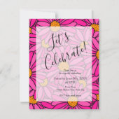 Heet Roze Sinaasappel Abstract Daisy Pattern Kaart (Voorkant)