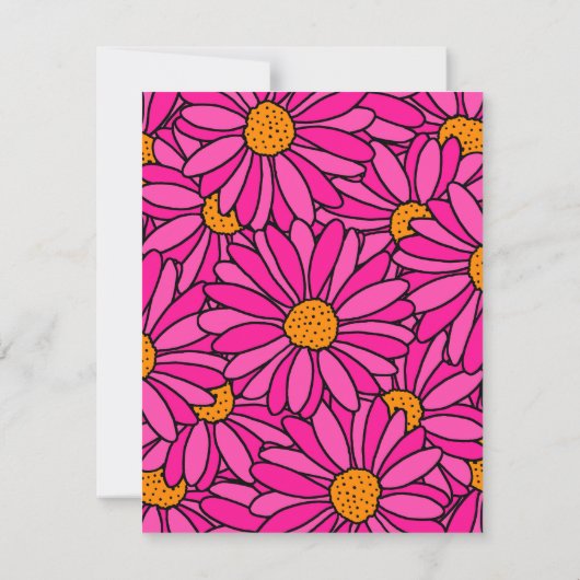 Heet Roze Sinaasappel Abstract Daisy Pattern Kaart (Achterkant)