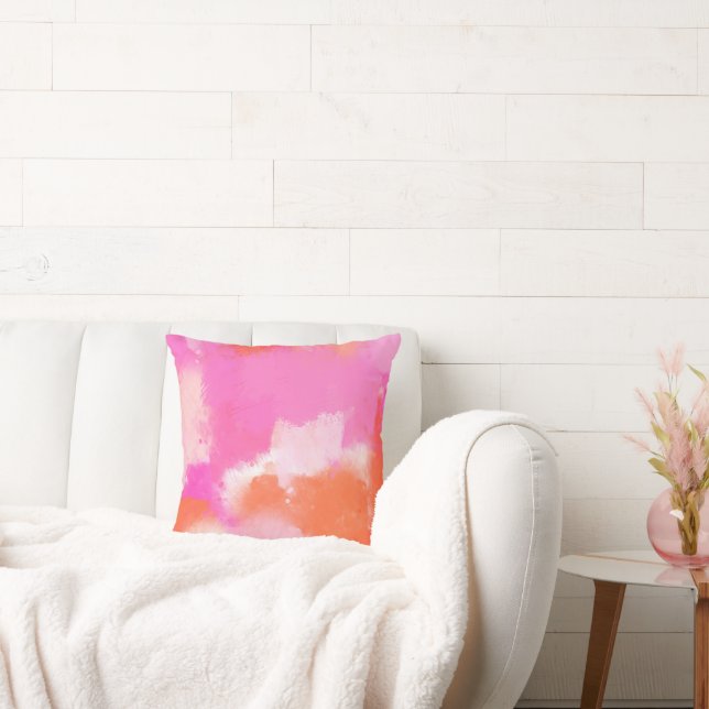 Heet Roze Sinaasappel Abstract Sierkussen (Bank)