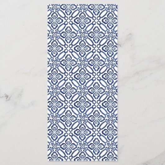 Heet Roze & Sinaasappel Bloemen Blauw Tegels Vrijg Menu (Achterkant)