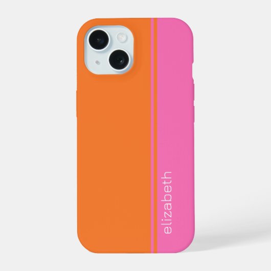 Heet Roze Sinaasappel Elegant Modern Minimal Desig iPhone 15 Case (Achterkant)