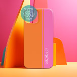Heet Roze Sinaasappel Elegant Modern Minimal Desig iPhone 15 Case<br><div class="desc">Een eenvoudig,  opvallend ontwerp met 2 kleuren en een streep. Een leuk kleurblok om jouw namen of andere tekst toe te voegen. U kunt een naam,  monogram of andere aangepaste tekst toevoegen. Als u de illustratie wilt verplaatsen,  klikt u op de knop Aanpassen om wijzigingen aan te brengen.</div>