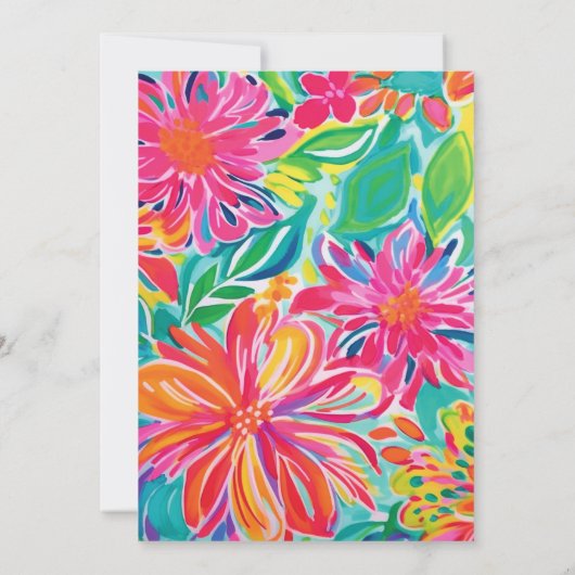 Heet Roze Sinaasappel Waterverf Bloemen 70ste Verj Kaart (Achterkant)