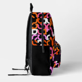 Heet Roze Sinaasappel Zwart Mideeuw Kunstpatroon Bedrukte Rugzak (Links)