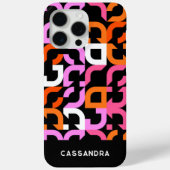 Heet Roze Sinaasappel Zwart Mideeuw Kunstpatroon Case-Mate iPhone Case (Achterkant)