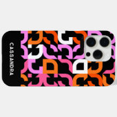 Heet Roze Sinaasappel Zwart Mideeuw Kunstpatroon Case-Mate iPhone Case (Achterkant (horizontaal))
