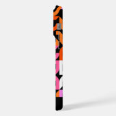 Heet Roze Sinaasappel Zwart Mideeuw Kunstpatroon iPhone Hoesje (Linkerkant)