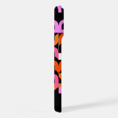 Heet Roze Sinaasappel Zwart Mideeuw Kunstpatroon iPhone Hoesje (Rechterkant)