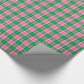 Heet Roze Smaragd Bos Groen Plaid Tartan Cadeaupapier (Hoek)