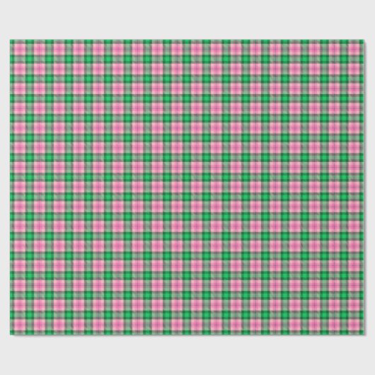 Heet Roze Smaragd Bos Groen Plaid Tartan Cadeaupapier (Vlak)