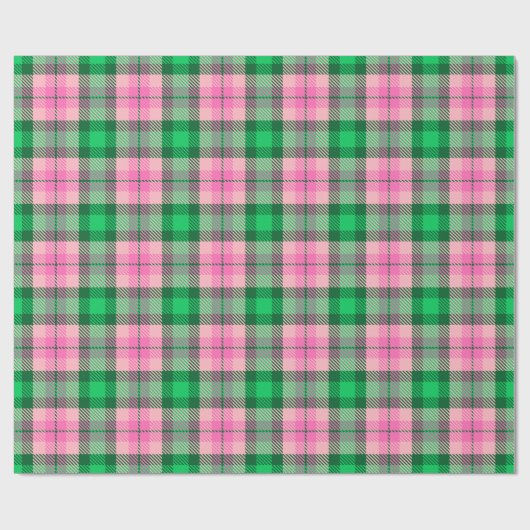 Heet Roze Smaragd Bos Groen XL geruite Tartan Cadeaupapier (Vlak)