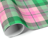 Heet Roze Smaragd Bos Groen XL geruite Tartan Cadeaupapier (Rol Hoek)