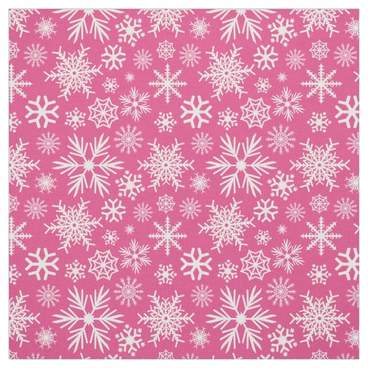 Heet Roze Sneeuwvlok Kerstmis Stof (Swatch)