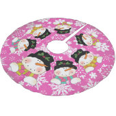 Heet roze Snowflakes en Snowmen Holiday Tree Skirt Kerstboom Rok (Gekanteld)