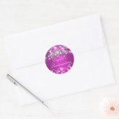 Heet Roze Sparkle Tiara & Stars Quinceanera Sticke Ronde Sticker (Envelop)