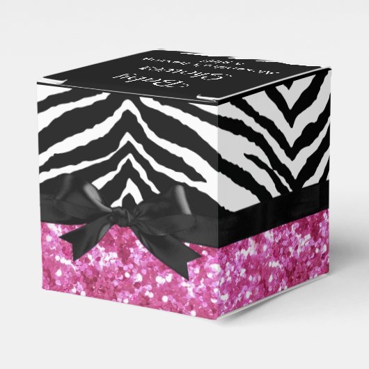 Heet Roze Sparkle Zebra Meisje Baby shower Custom Bedankdoosjes (Voorkant Zijde)