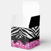 Heet Roze Sparkle Zebra Meisje Baby shower Custom Bedankdoosjes (Geopend)