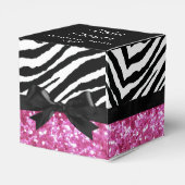 Heet Roze Sparkle Zebra Meisje Baby shower Custom Bedankdoosjes (Achterkant)