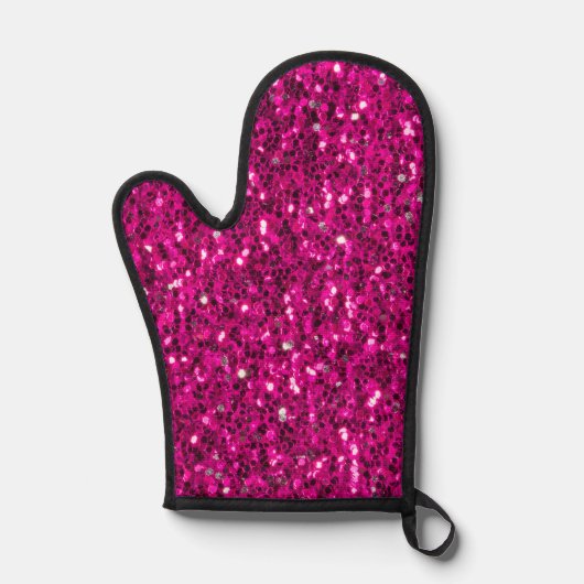Heet roze sparkles faux glitter bling ovenwant (Voorkant)