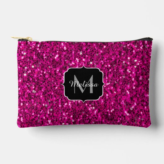 Heet roze sparkles faux glitter Custom Monogram Etui (Voorkant)