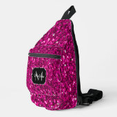 Heet roze sparkles faux glitter Custom Monogram Sling Bag (Rechterhoek)