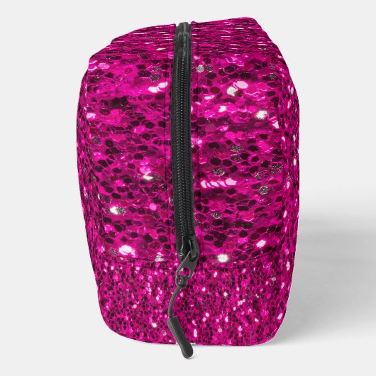 Heet roze sparkles faux glitter Custom Monogram Toilettasje (Rechts)
