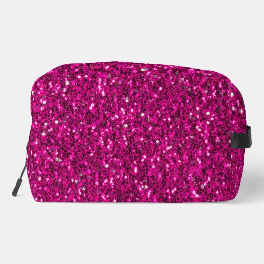 Heet roze sparkles faux glitter Custom Monogram Toilettasje (Achterkant)