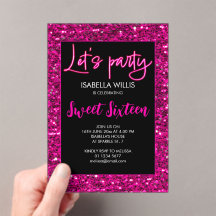 Heet roze sparkles Sweet 16 neon laat partij