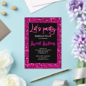 Heet roze sparkles Sweet 16 neon laat partij Acryl Uitnodigingen (Insitu (Huwelijk))