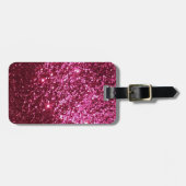 Heet Roze Sparkly Glitter Helder & Girly Bagagelabel (Voorkant horizontaal)