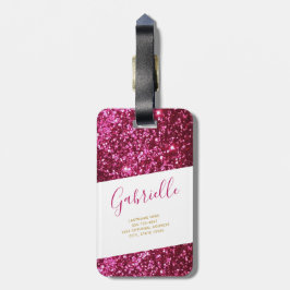 Heet Roze Sparkly Glitter Helder & Girly Bagagelabel