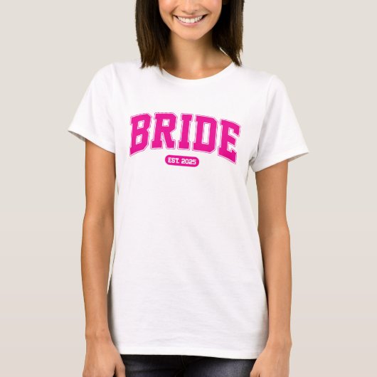 Heet Roze Sport Bruid Bachelorette Feest T-shirt (Voorkant)