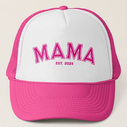 Heet Roze Sporten Stijl Outline Mama Trucker Pet (Voorkant)