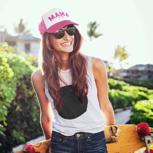 Heet Roze Sporten Stijl Outline Mama Trucker Pet