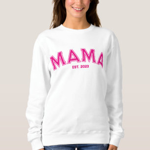 Heet Roze Sporten Stijl Outline Mama Trui