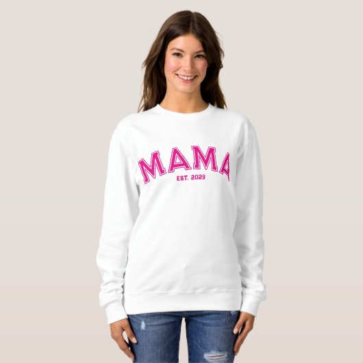 Heet Roze Sporten Stijl Outline Mama Trui (Voorkant volledig)