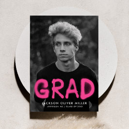 Heet Roze Spuitverf Typografie Foto Afstuderen Aankondiging