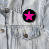 Heet roze ster ronde button 5,7 cm (In situ)