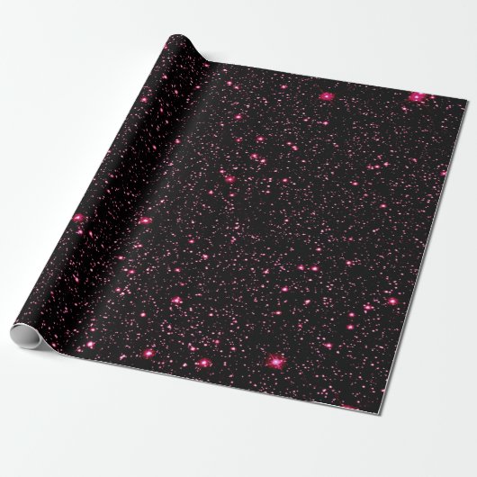 Heet Roze Sterren Cadeaupapier (Uitgerold)