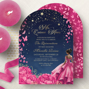 Heet Roze Sterrennacht Quinceanera Kaart