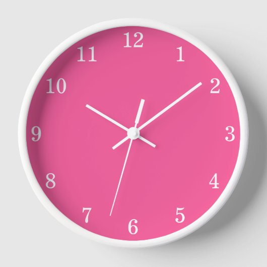 Heet Roze Stijlvolle Minimalistische Wandklok (Voorkant)