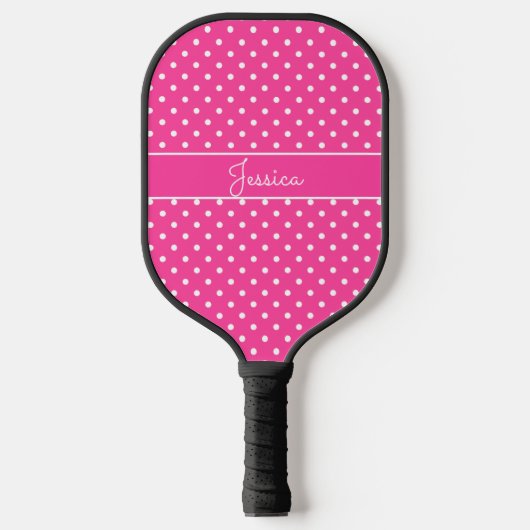 Heet Roze Stip met Naam Pickleball Paddle (Voorkant)