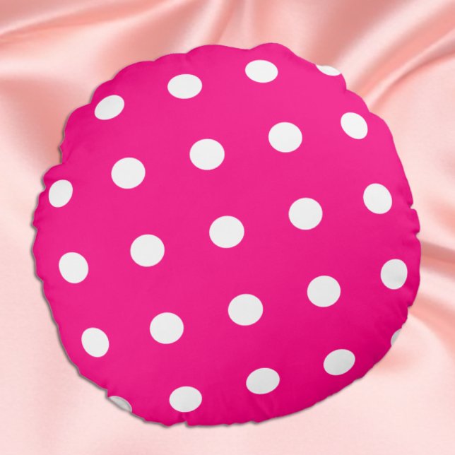 Heet Roze Stippenpatroon Rond Kussen (Creator heeft geüpload)