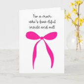 Heet Roze Strik Moederdag Kaart (Gele Bloem)