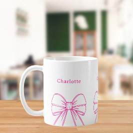 Heet roze strik script naam koffiemok