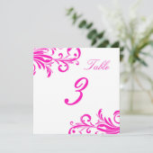 Heet Roze Swanky Swirls Tafel 3 Kaart (Staand voorkant)